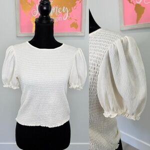 Divided White Bubble Sleeve Top (L)
